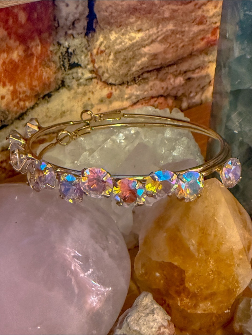 AKIRA Gold Hoop Bracelets with Aurora Crystal Accents